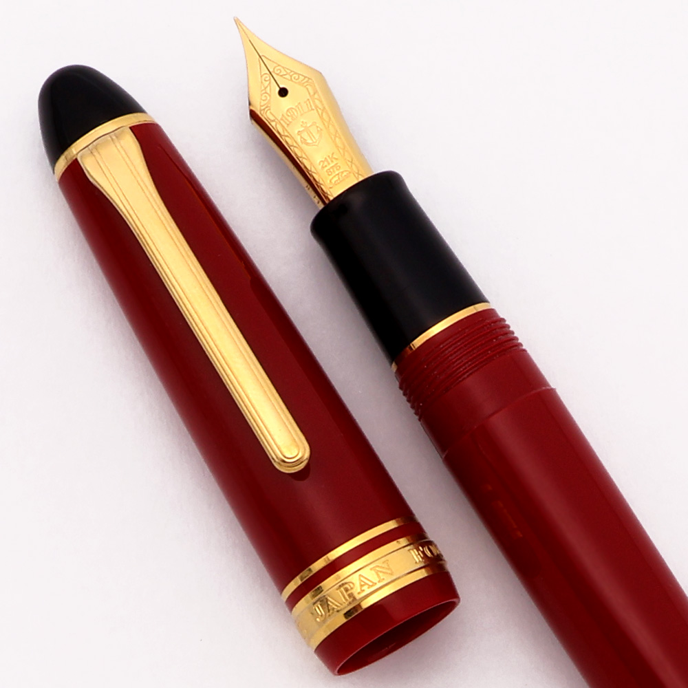 Sailor 1911L Fountain Pen - Large Size, Red w Black Ends, GT